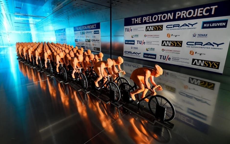 Peloton in store bike racing